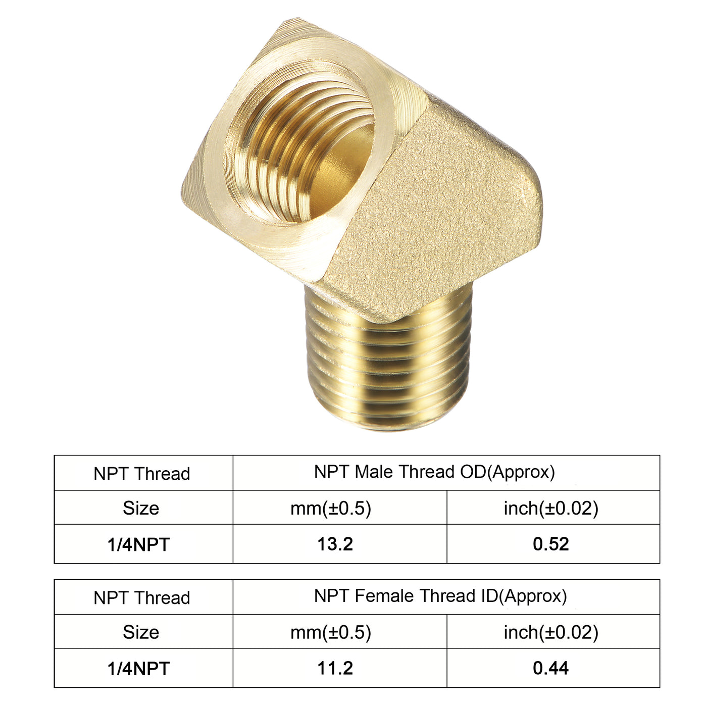 Uxcell Uxcell Brass Hose Fitting Elbow 1/8 NPT Male to Female Thread 45 Degree Angle Pipe Connector Adapter