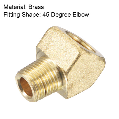 Harfington Uxcell Brass Hose Fitting Elbow 1/8 NPT Male to Female Thread 45 Degree Angle Pipe Connector Adapter