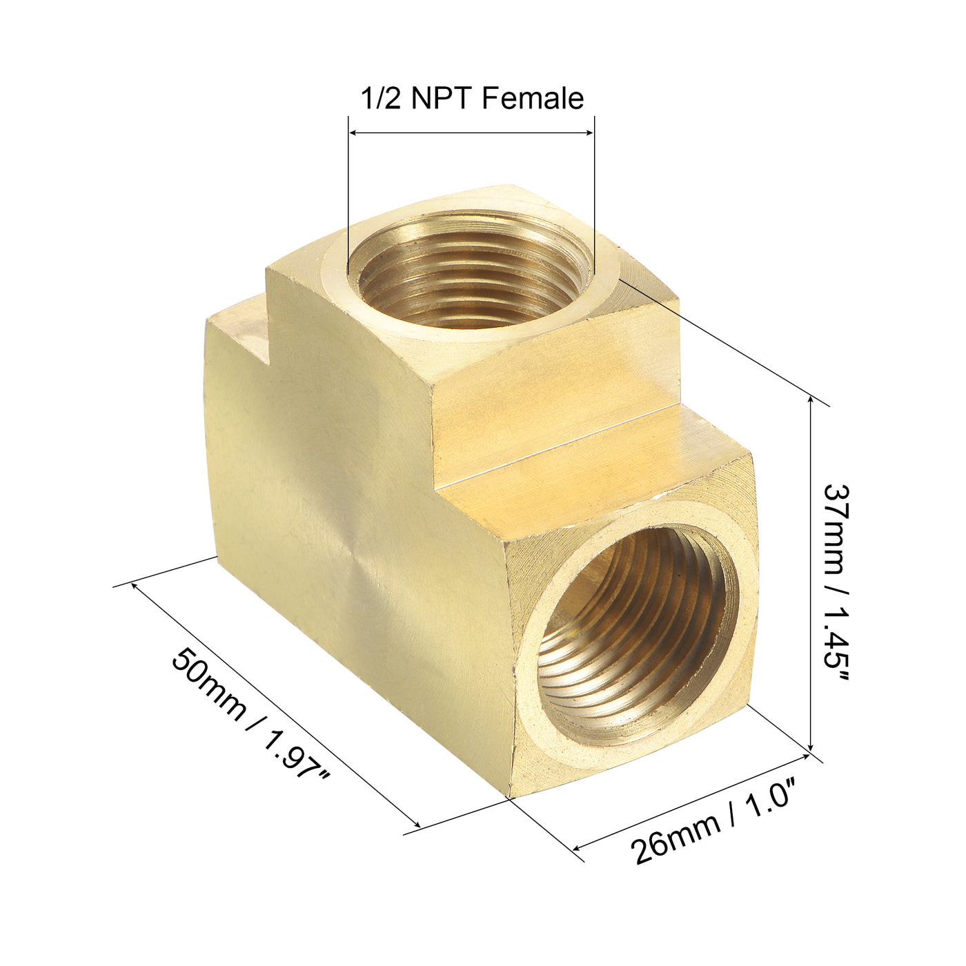 Uxcell Uxcell Brass Hose Fitting Tee 1/2 NPT Female Thread 3 Way Pipe Connector Adapter