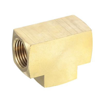 Harfington Uxcell Brass Hose Fitting Tee 1/2 NPT Female Thread 3 Way Pipe Connector Adapter