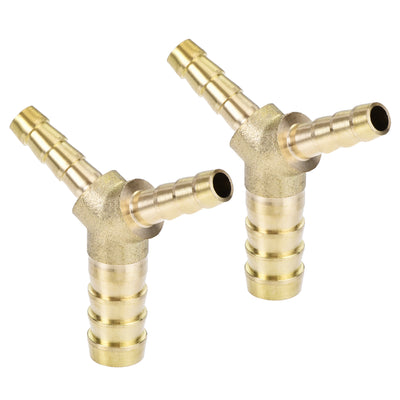Harfington Uxcell Reducing Barb Hose Fitting Y Shape Pipe Connector Brass 1/2" x 3/8" x 3/8" 2Pcs
