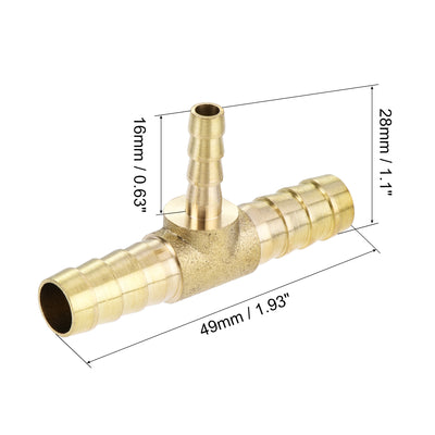 Harfington Uxcell Reducing Barb Hose Fitting Tee T Shape Pipe Connector Brass 3/8" x 3/8" x 5/16"