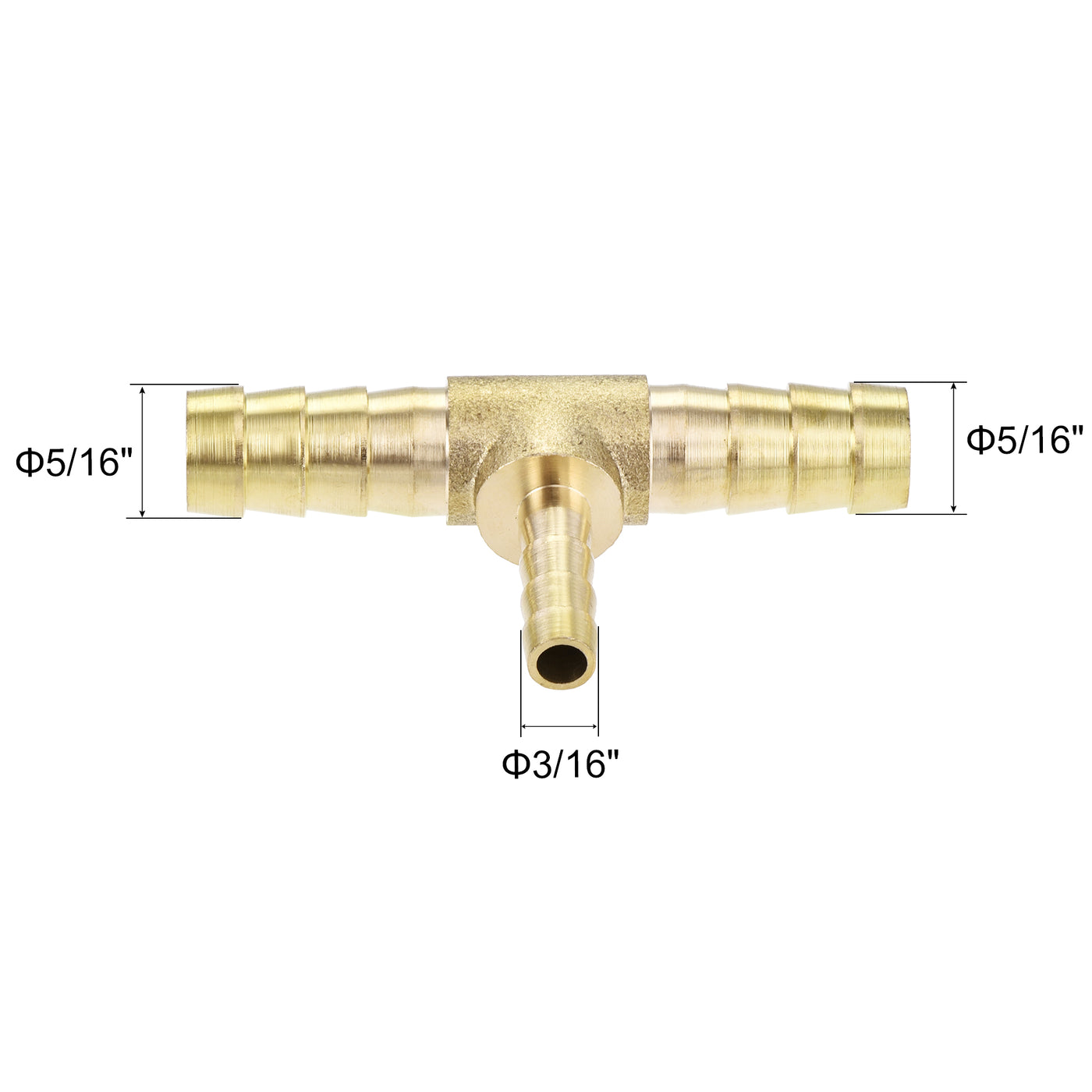 uxcell Uxcell Reducing Barb Hose Fitting Tee T Shape Pipe Connector Brass 2Pcs