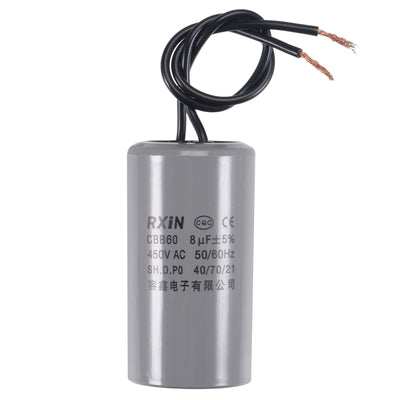 uxcell Uxcell CBB60 Run Capacitor 8uF 450V AC 2 Wires 50/60Hz Cylinder 66x35mm for Air Compressor Water Pump Motor
