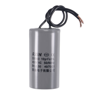 uxcell Uxcell CBB60 Run Capacitor 10uF 450V AC 2 Wires 50/60Hz Cylinder 74x38mm for Air Compressor Water Pump Motor