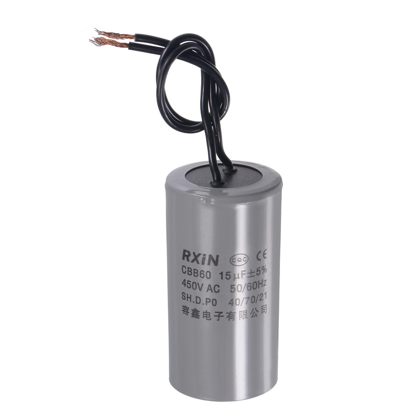 uxcell Uxcell CBB60 Run Capacitor 15uF 450V AC 2 Wires 50/60Hz Cylinder 74x38mm for Air Compressor Water Pump Motor