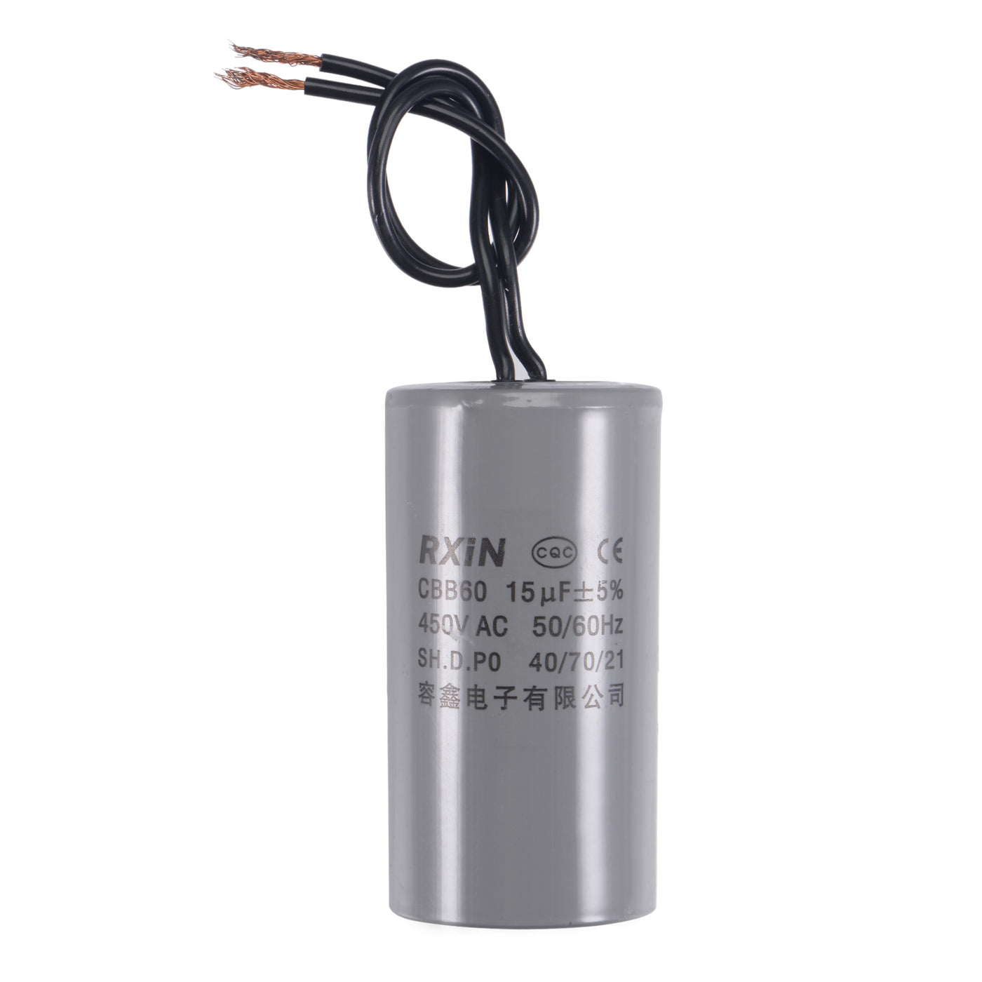 uxcell Uxcell CBB60 Run Capacitor 15uF 450V AC 2 Wires 50/60Hz Cylinder 74x38mm for Air Compressor Water Pump Motor