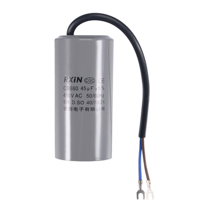 uxcell Uxcell CBB60 Run Capacitor 45uF 450V AC 2 Wires 50/60Hz Cylinder 105x50mm with Terminal for Air Compressor Water Pump Motor