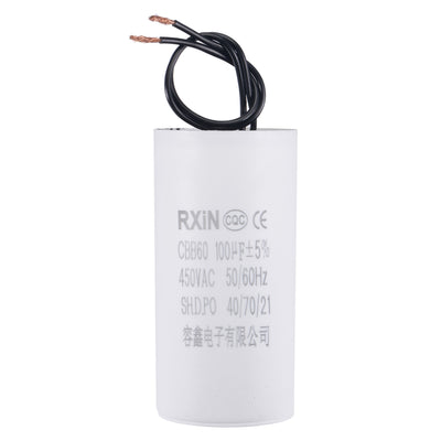 uxcell Uxcell CBB60 Run Capacitor 100uF 450V AC 2 Wires 50/60Hz Cylinder 120x60mm for Air Compressor Water Pump Motor