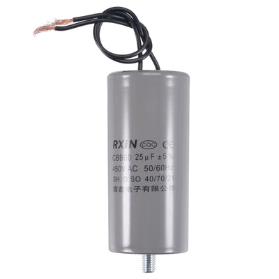 Harfington Uxcell CBB60 Run Capacitor 25uF 450V AC 2 Wires 50/60Hz Cylinder 98x45mm with M8 Fixing Stud for Air Compressor Water Pump Motor