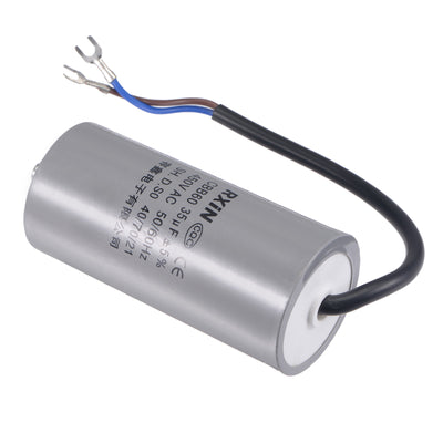 Harfington Uxcell CBB60 Run Capacitor 35uF 450V AC 2 Wires 50/60Hz Cylinder 96x45mm with Terminal, M8 Fixing Stud for Air Compressor Water Pump Motor