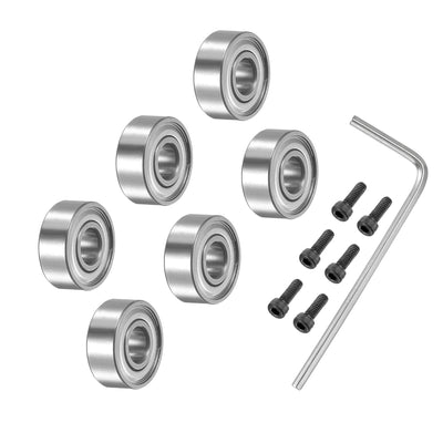 Harfington Uxcell 12Pcs Bearing Accessory Kit 3/16" I.D. 3/8" OD 1/8" Thick Top Mounted Bearings for Router Bit (#5-40 x 3/8" Screws)