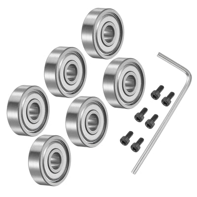 Harfington Uxcell 6Pcs Bearing Accessory Kit 3/16" I.D. 1/2" OD Top Mounted Bearings for Router Bit (#5-40 x 1/4" Screws)