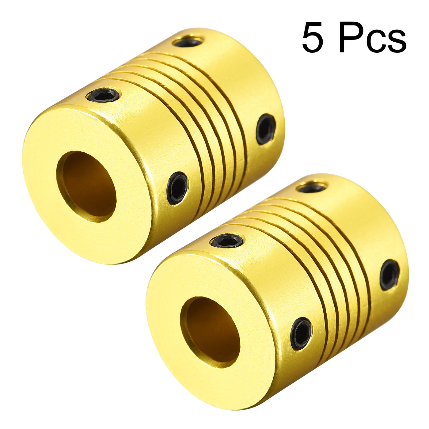 uxcell Uxcell 5 Pcs 8mm to 8mm Aluminum Alloy Shaft Coupling Flexible L25xD20 Golden Tone