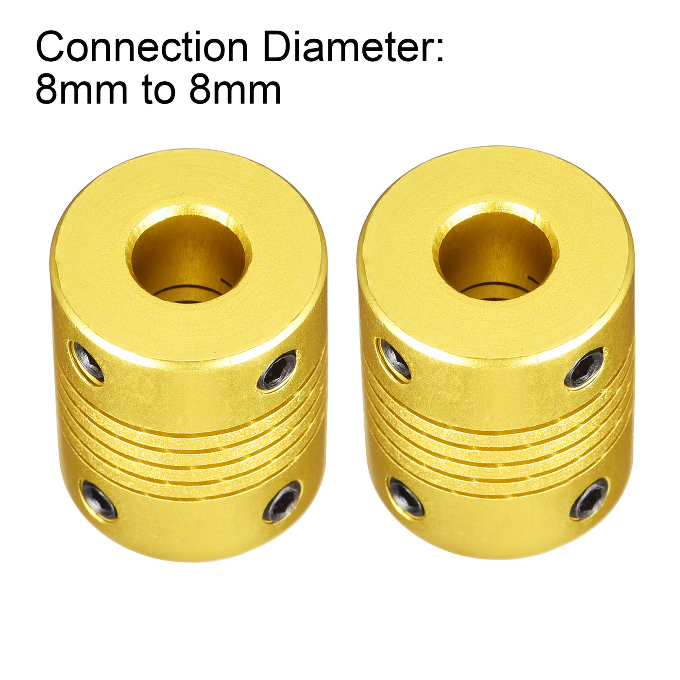 uxcell Uxcell 5 Pcs 8mm to 8mm Aluminum Alloy Shaft Coupling Flexible L25xD20 Golden Tone