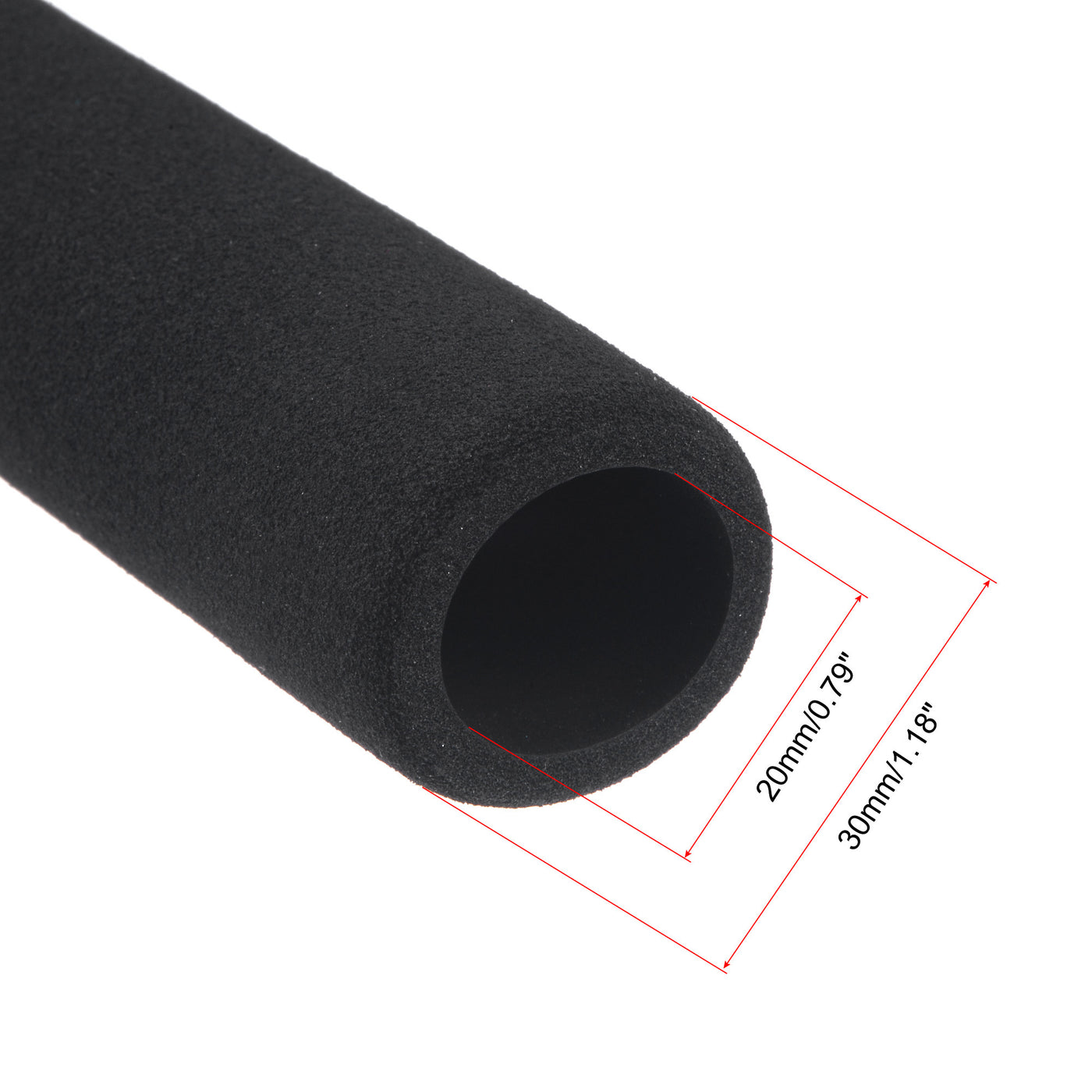 Uxcell Uxcell Foam Tubing for Handle Grip Support, Pipe Insulation, 17mm ID 27mm OD 295mm Length Black 2pcs