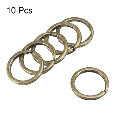 Harfington Uxcell Split Key Ring 35mm Open Flat Jump Connector for Lanyard Zipper Handbag, Electroplated Iron, Pack of 10