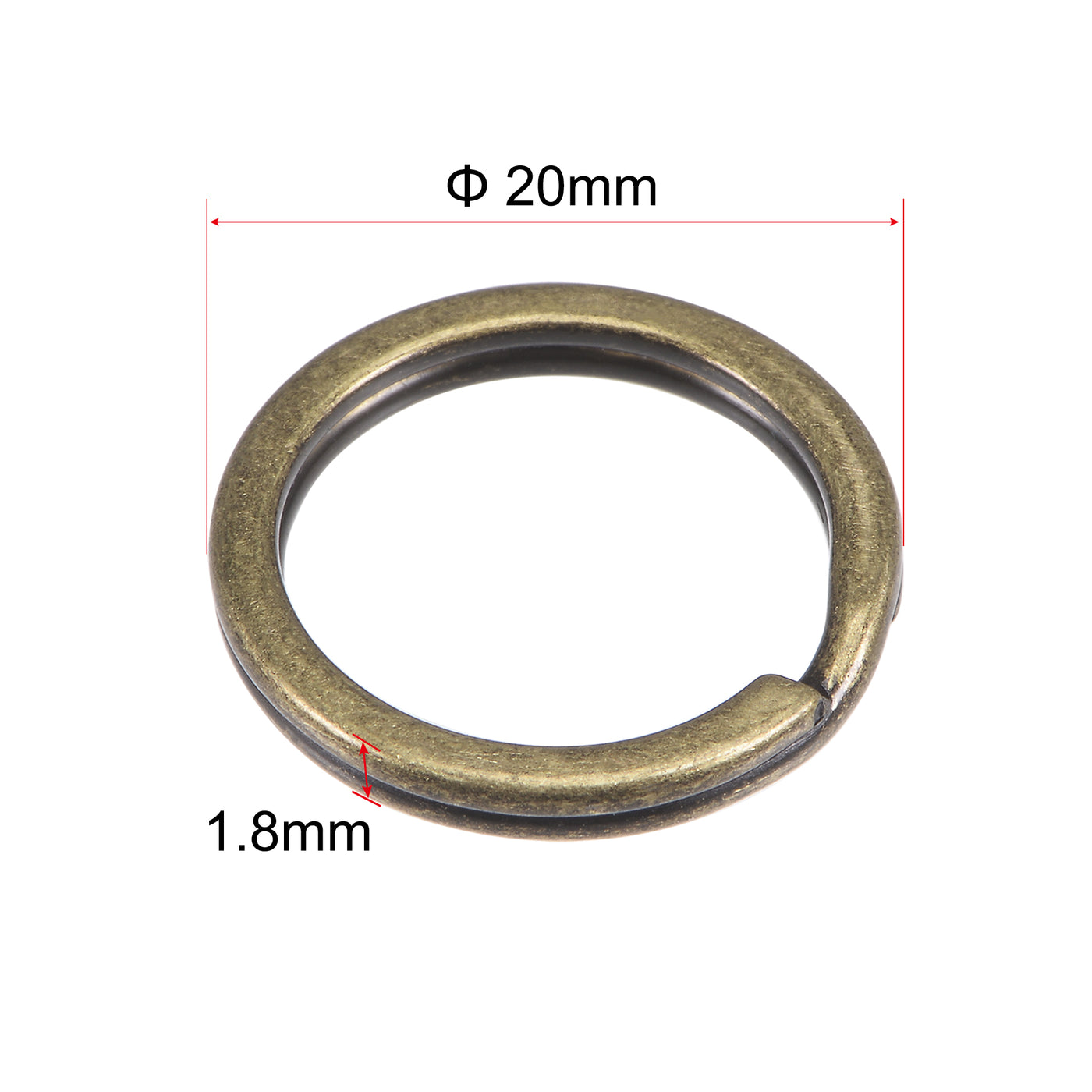 Uxcell Uxcell Split Key Ring 32mm Open Flat Jump Connector for Lanyard Zipper Handbag, Electroplated Iron, Bronze Pack of 20