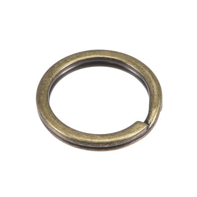 Harfington Uxcell Split Key Ring 32mm Open Flat Jump Connector for Lanyard Zipper Handbag, Electroplated Iron, Bronze Pack of 20