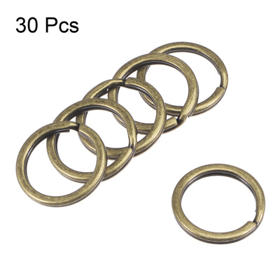 Harfington Uxcell Split Key Ring 35mm Open Flat Jump Connector for Lanyard Zipper Handbag, Electroplated Iron, Pack of 30