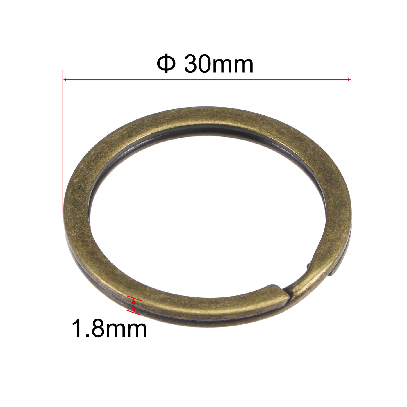 Uxcell Uxcell Split Key Ring 32mm Open Flat Jump Connector for Lanyard Zipper Handbag, Electroplated Iron, Bronze Pack of 20