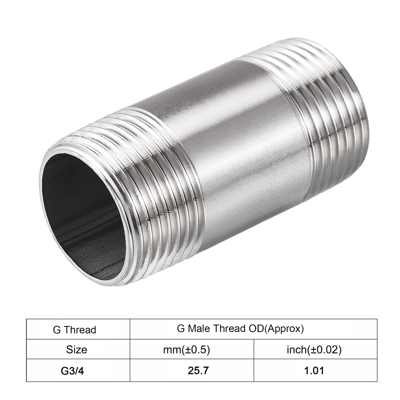 uxcell Uxcell Stainless Steel Pipe Fitting Male Coupler for Extending Pipes