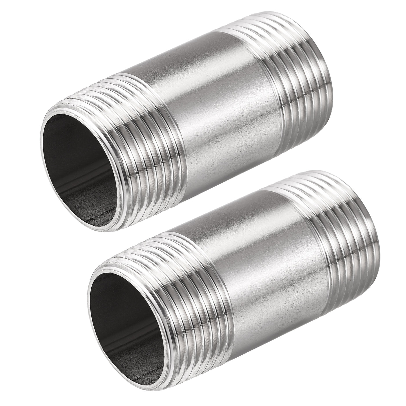 Uxcell Uxcell Stainless Steel Pipe Fitting G3/4 Male Thread 80mm Length Coupler for Extending Pipes, Pack of 2