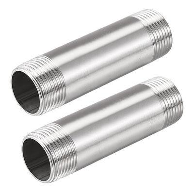 Harfington Uxcell Stainless Steel Pipe Fitting G3/4 Male Thread 80mm Length Coupler for Extending Pipes, Pack of 2