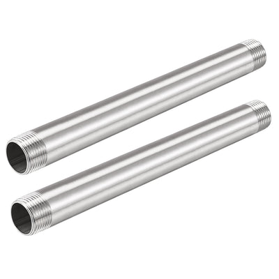 Harfington Uxcell Stainless Steel Pipe Fitting G3/4 Male Thread 80mm Length Coupler for Extending Pipes, Pack of 2