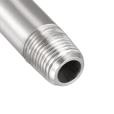 Harfington Uxcell 304 Stainless Steel Pipe Fitting G1/8 Male Thread 200mm Length Coupler for Extending Pipes