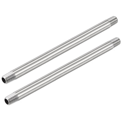 Harfington Uxcell 304 Stainless Steel Pipe Fitting G1/8 Male Thread 100mm Length Coupler for Extending Pipes, Pack of 2
