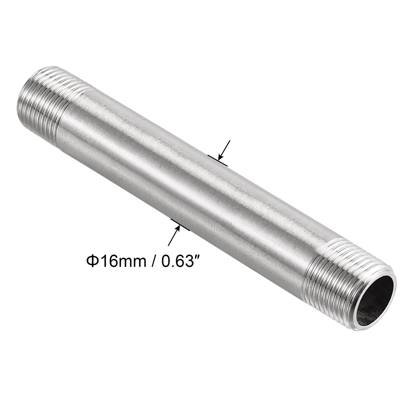 Uxcell Uxcell 304 Stainless Steel Pipe Fitting G3/8 Male Thread 200mm Length Coupler for Extending Pipes