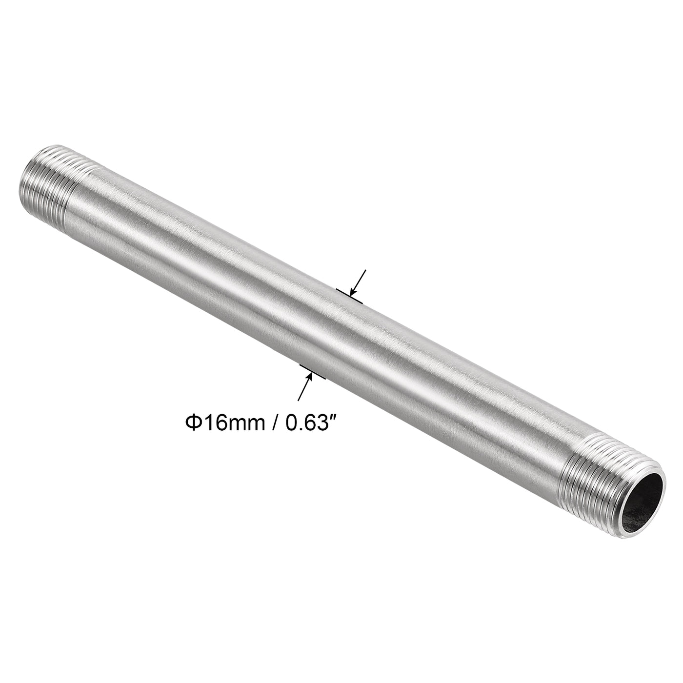 Uxcell Uxcell 304 Stainless Steel Pipe Fitting G3/8 Male Thread 200mm Length Coupler for Extending Pipes