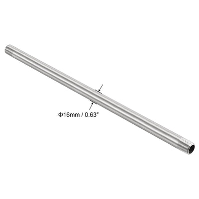 Harfington Uxcell 304 Stainless Steel Pipe Fitting G3/8 Male Thread 200mm Length Coupler for Extending Pipes