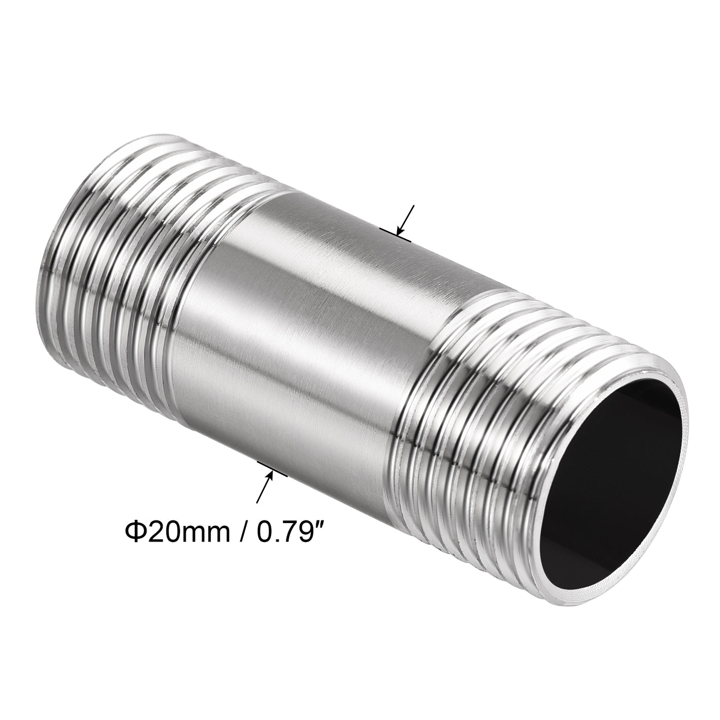 Uxcell Uxcell 304 Stainless Steel Pipe Fitting G1/2 Male Thread 100mm Length Coupler for Extending Pipes