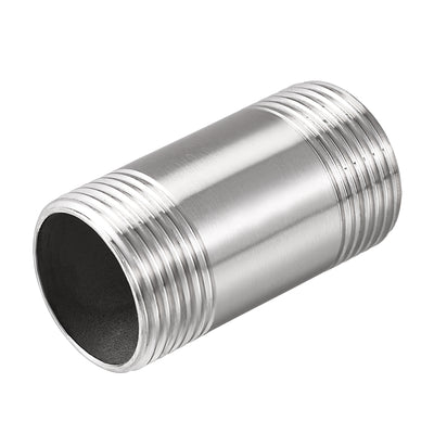 Harfington Uxcell 304 Stainless Steel Pipe Fitting G1 Male Thread 50mm Length Coupler for Extending Pipes