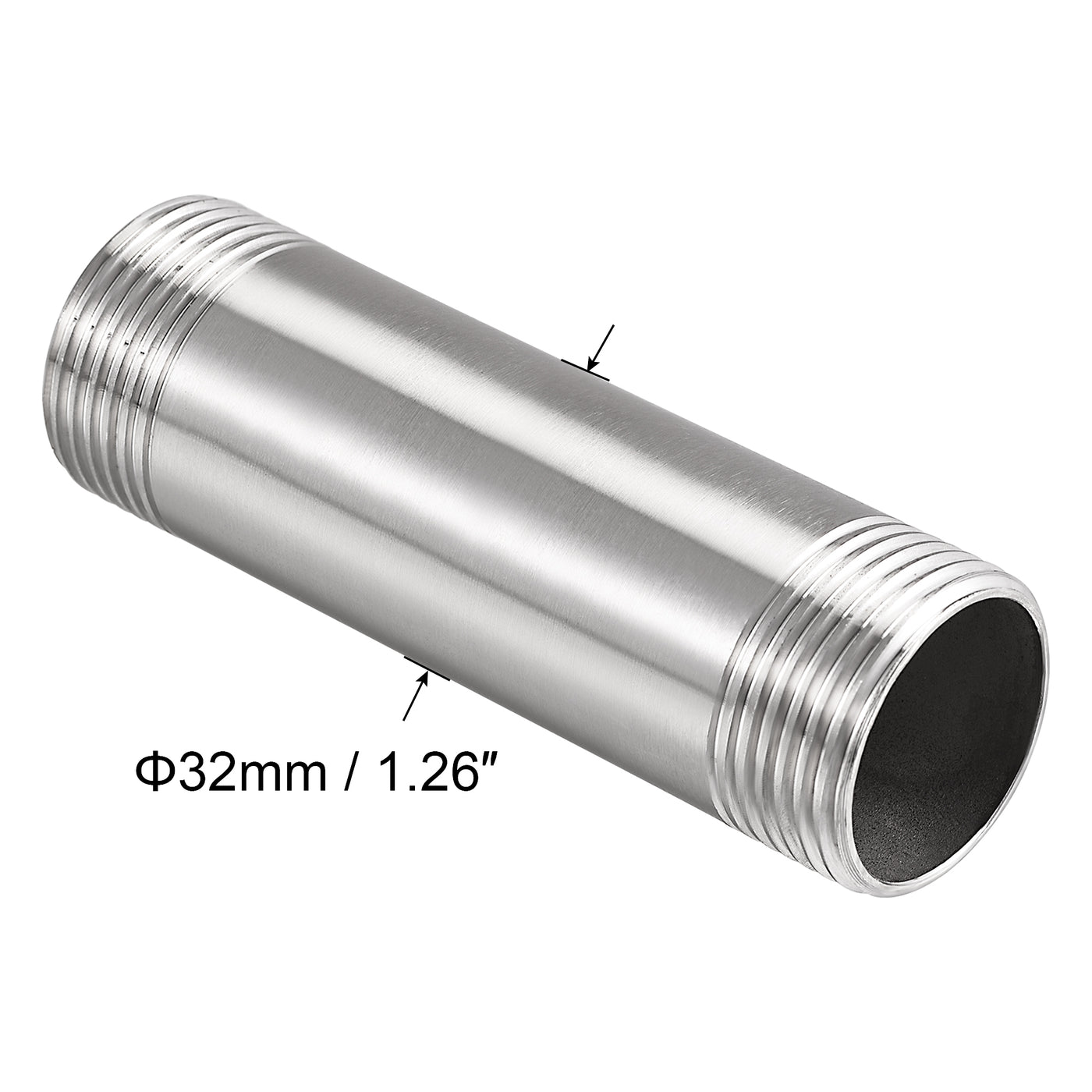 Uxcell Uxcell 304 Stainless Steel Pipe Fitting G1 Male Thread 50mm Length Coupler for Extending Pipes