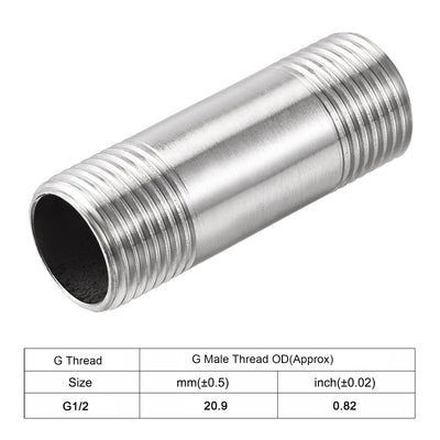 Harfington Uxcell Stainless Steel Pipe Fitting Male to Male Thread Cast Pipe Coupler 2Pcs