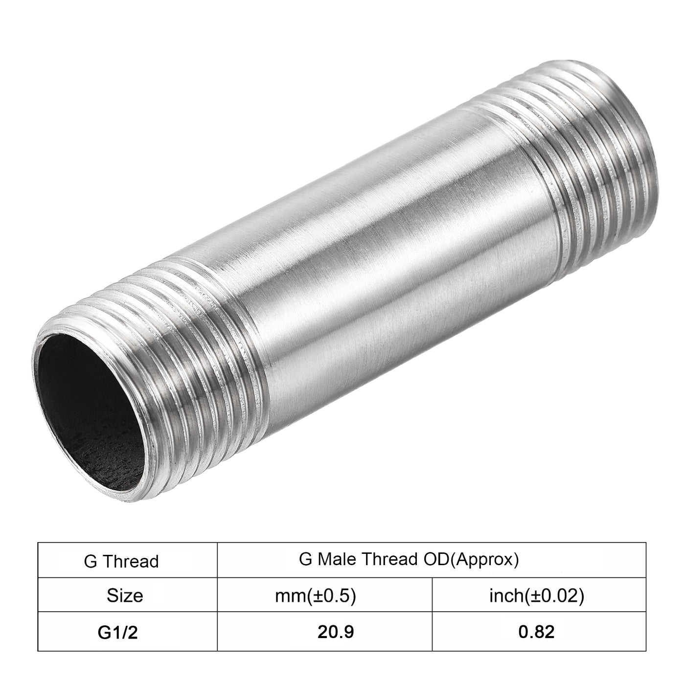 uxcell Uxcell Stainless Steel Pipe Fitting Male to Male Thread Cast Pipe Coupler 2Pcs