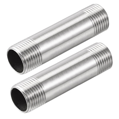 Harfington Uxcell Stainless Steel Pipe Fitting Male to Male Thread Cast Pipe Coupler 2Pcs