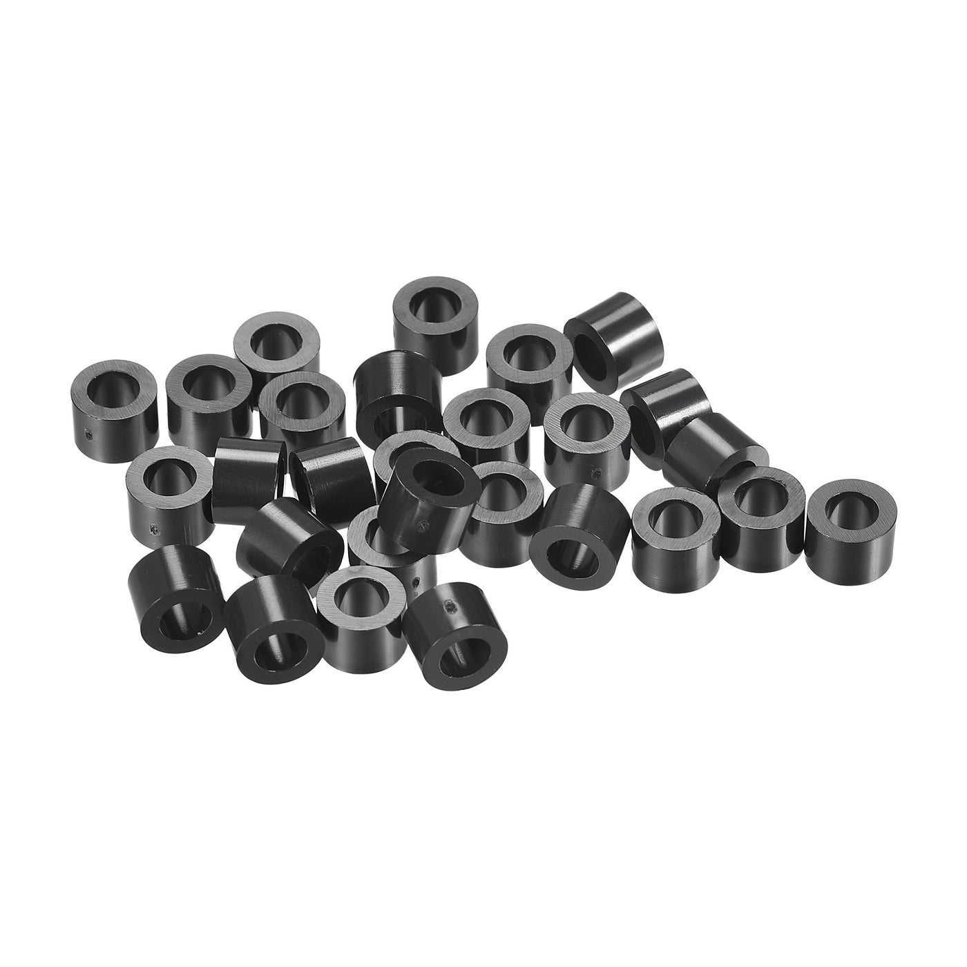 Uxcell Uxcell ABS Round Spacer Washer ID 4.2mm OD 7mm L 9mm for M4 Screws, Black, 300Pcs