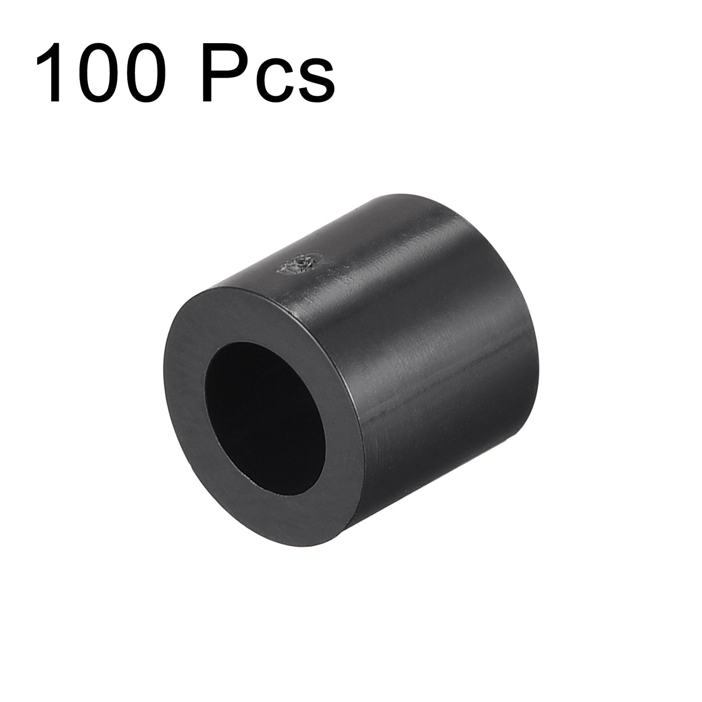 Uxcell Uxcell ABS Round Spacer Washer ID 4.2mm OD 7mm L 9mm for M4 Screws, Black, 100Pcs