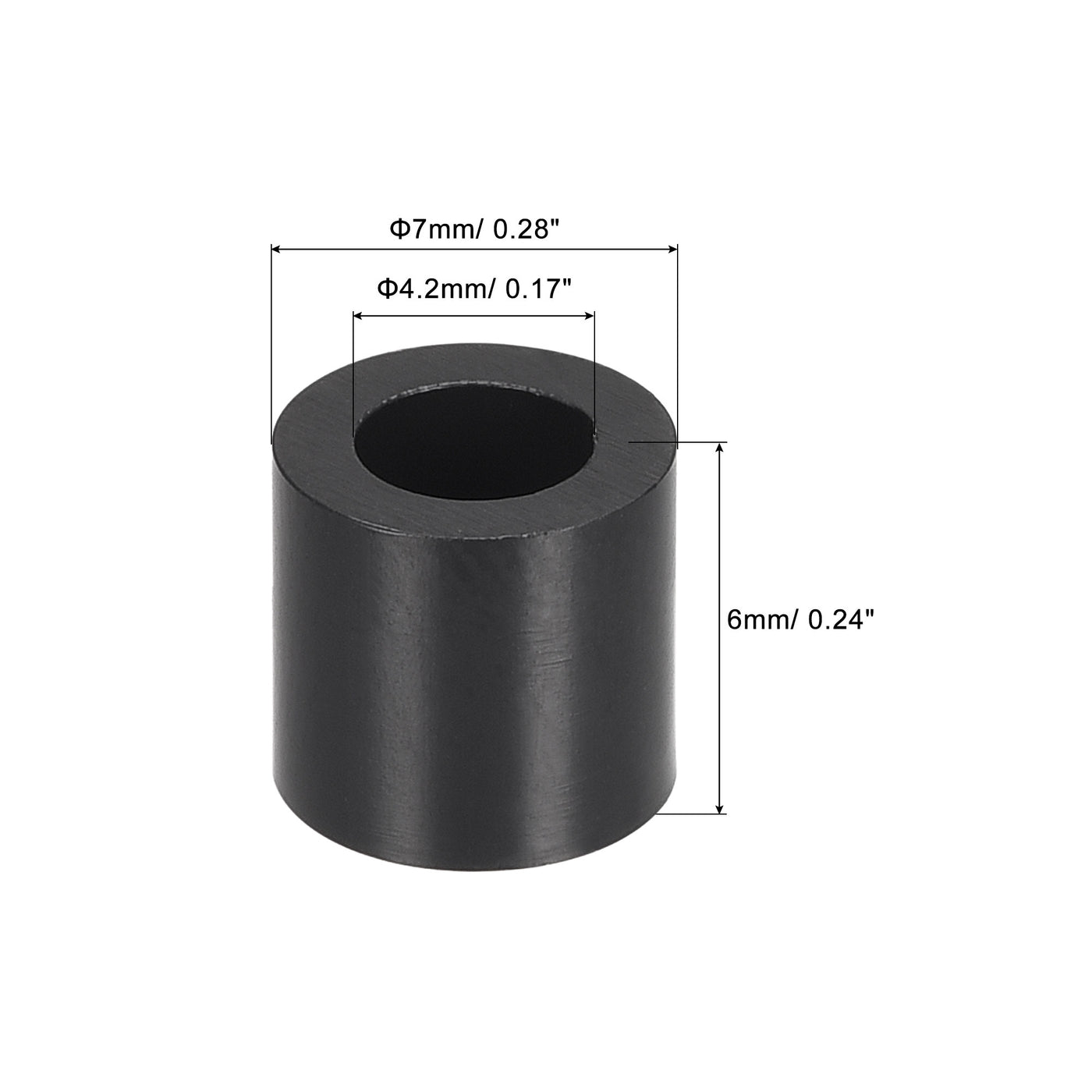Uxcell Uxcell ABS Round Spacer Washer ID 4.2mm OD 7mm L 9mm for M4 Screws, Black, 300Pcs