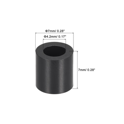 Harfington Uxcell ABS Round Spacer Washer ID 4.2mm OD 7mm L 9mm for M4 Screws, Black, 100Pcs