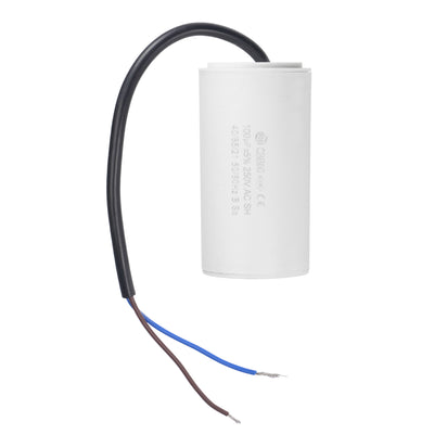 uxcell Uxcell CBB60 Run Capacitor 100uF 250V AC 2 Wires 50/60Hz Cylinder 93x49mm White for Air Compressor Water Pump Motor