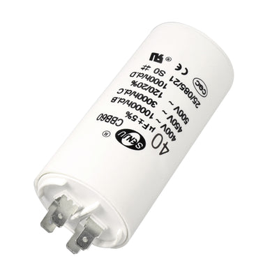 Harfington Uxcell CBB60 Run Capacitor 40uF 450V AC Double Insert 50/60Hz Cylinder 94x45mm White for Air Compressor Water Pump Motor