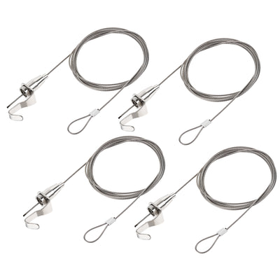 Harfington Uxcell Picture Hanging Wire Kit, 4pcs 2M Adjustable Rail Hanging System for Home Picture Art Gallery Picture Display Kit, Load 66 lbs