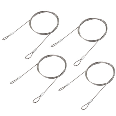 Harfington Uxcell Picture Hanging Wire Kit, 4pcs 1M Double Ring Hanging Wire, Load 66 lbs