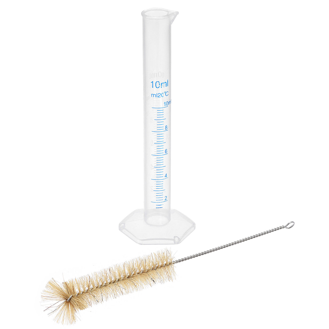uxcell Uxcell Plastic Graduated Cylinder, 10ml Measuring Cylinder with 1 Brush, 2in1 Set for Science Lab