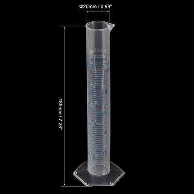 Harfington Uxcell Plastic Graduated Cylinder, 50ml Measuring Cylinder with 1 Brush, 2in1 Set for Science Lab